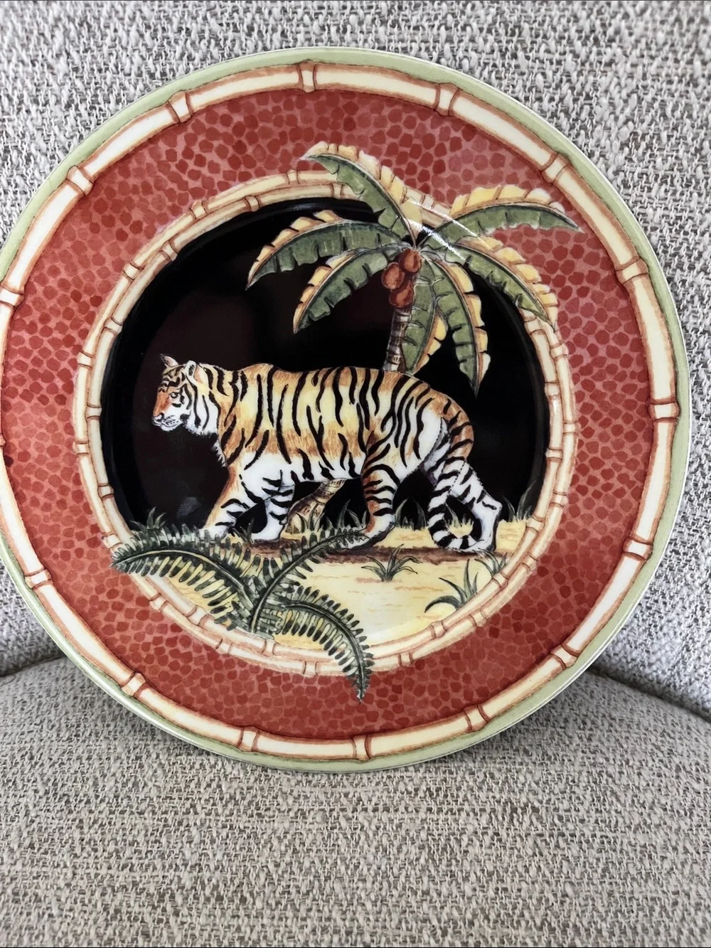 VTG Jungle Safari Tiger Saddhia Hutchinson salad dessert plate Andrea Sadek 8”